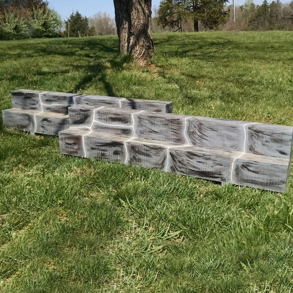 Double Decker Stone Flower Box Horse Jumps Set/2 416 Platinum Jumps