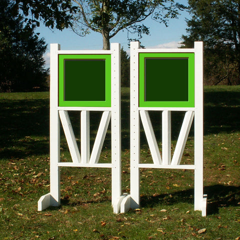 6ft 2 Color Solid Panel Top Triple Rail "V" Bottom Jumper Wing Standards Horse Jumps #262 - Platinum Jumps