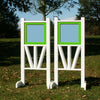 6ft 2 Color Solid Panel Top Triple Rail "V" Bottom Jumper Wing Standards Horse Jumps #262 - Platinum Jumps