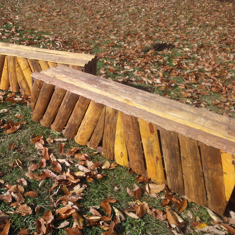 Natural Bark Double Slant Wall Horse Jumps Set/2 - Platinum Jumps