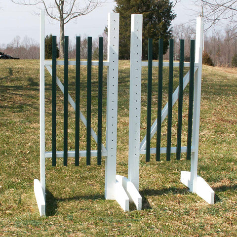 Skinny Picket Wing Standards Wood Horse Jumps - Platinum Jumps