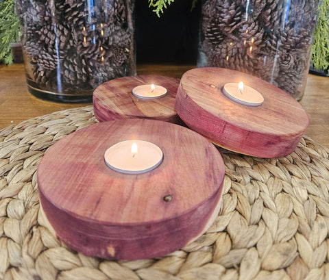 Natural Cedar Tealight Candle Holder