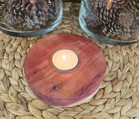 Natural Cedar Tealight Candle Holder