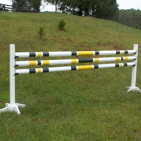 Set/3 - 3 Stripe/2 Color Round Rails/Poles Wood Horse Jumps - Platinum Jumps