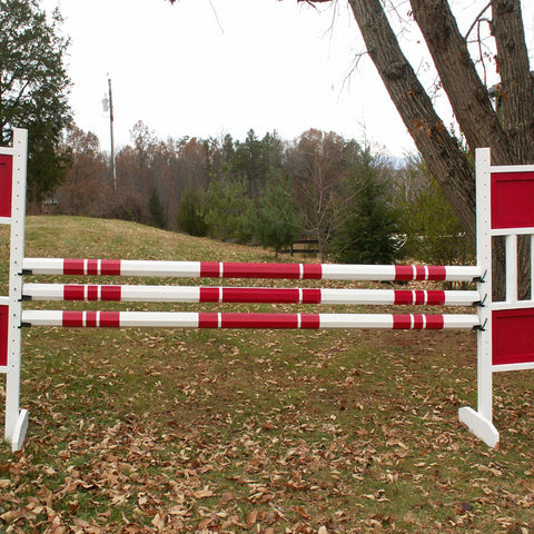 3 Stripe 1 Color Round Rails/Poles Wood Horse Jumps Set/3 - Platinum Jumps