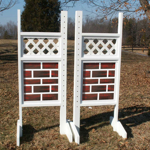 Lattice Top Brick Bottom Wing Standards Wood Horse Jumps - Platinum Jumps