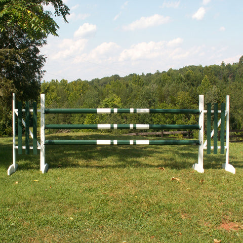 Double Band Colored Cut Rails/Poles Wood Horse Jumps Set/3 - Platinum Jumps