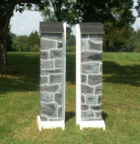 Skinny Stone Column Standards Wood Horse Jumps - Platinum Jumps