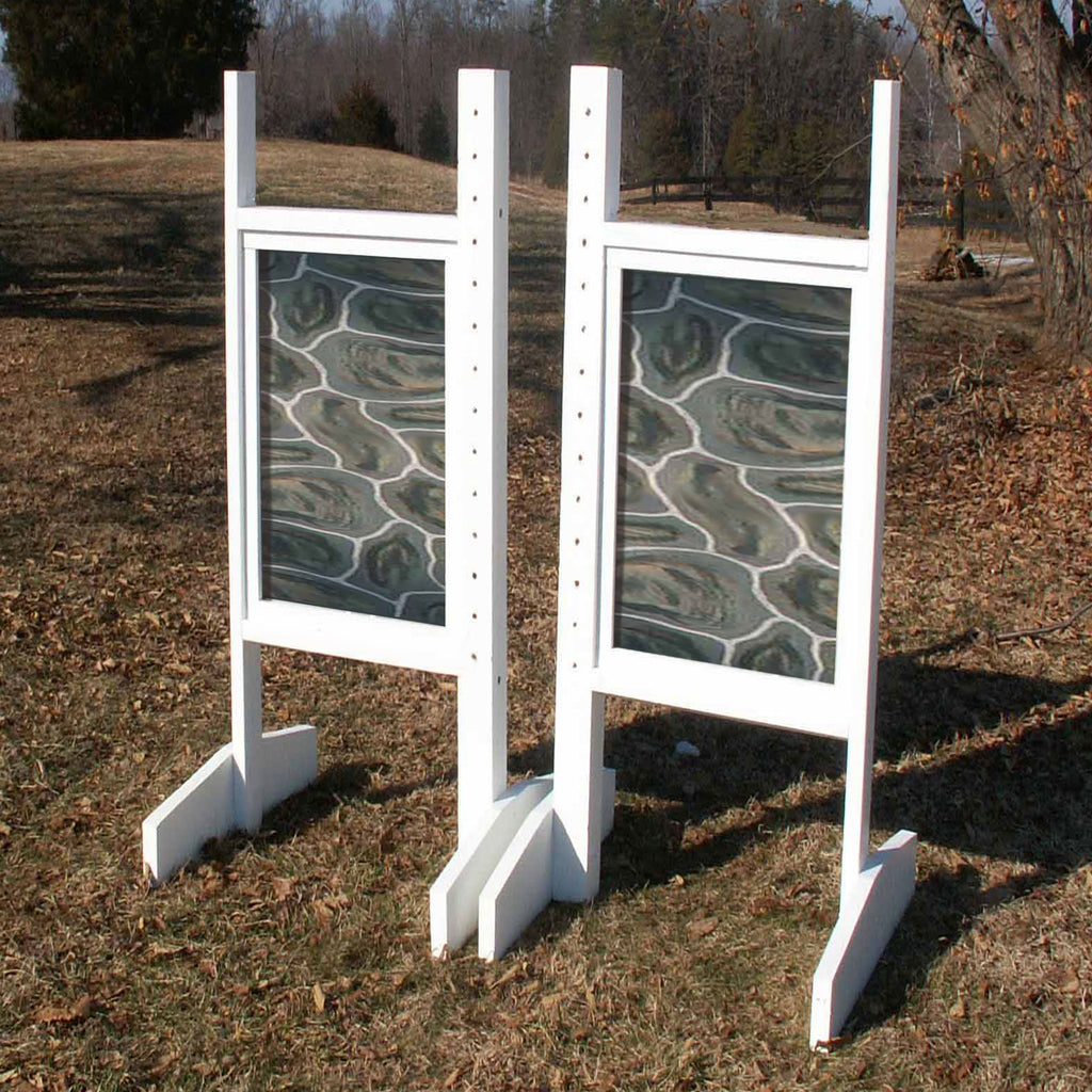 Solid Stone Panel Wing Standards Wood Horse Jumps #206– Platinum Jumps