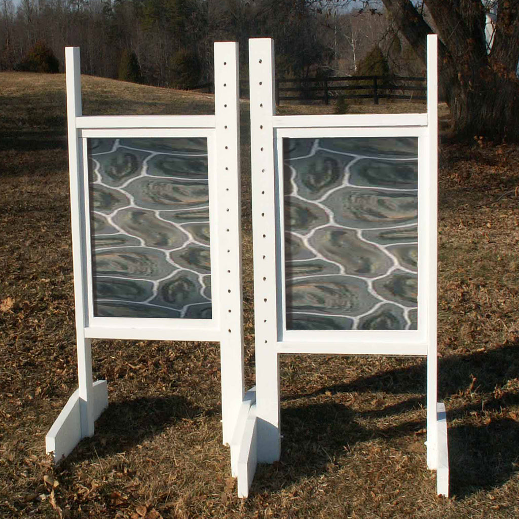Solid Stone Panel Wing Standards Wood Horse Jumps #206– Platinum Jumps